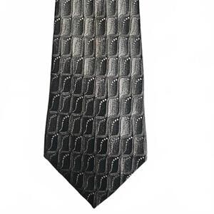 Pierre Cardin Black Geometric Pattern Silk Tie